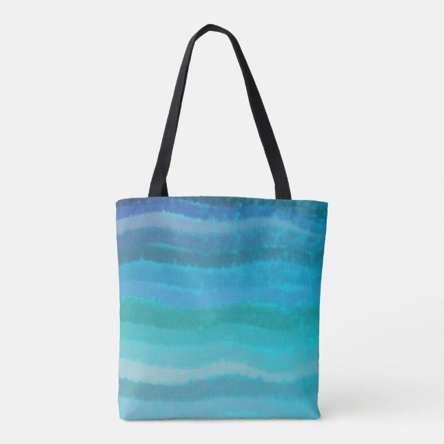 Coastal Beach Salty Waves On Turquoise  Tote Bag (Back)