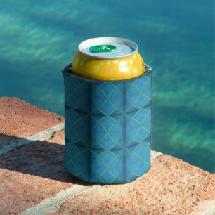 Coastal Beach Salty Waves Pattern On Black Can Cooler