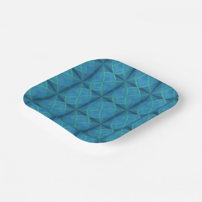 Coastal Beach Salty Waves Pattern On Black  Paper Plate (Angled)