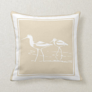Coastal Beach Sand Pipers Throw Pillow