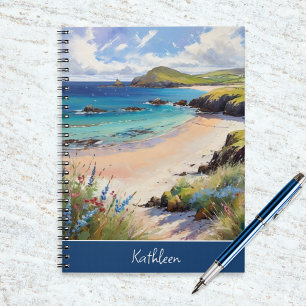 Coastal Beach Sand Seaside Ocean Watercolor Custom Notebook