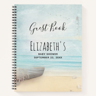 Coastal Beach Scene Baby Shower Guest Book