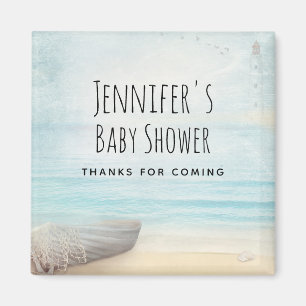 Coastal Beach Scene Nautical Themed Baby Shower Magnet