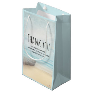 Coastal Beach Scene with a Fishing Boat Business  Small Gift Bag