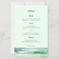 Coastal Beach Sea Green Tide Pool Wedding Menu