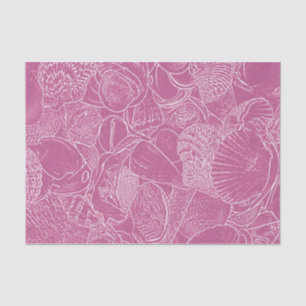 Coastal Beach Sea Shell Pink White Decoupage Tissue Paper