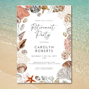 Coastal Beach Seashell Retirement Party Invitation