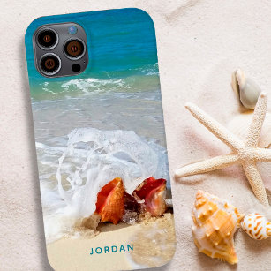 Coastal Beach Shells Seashore Photo Name Case-Mate iPhone 14 Case