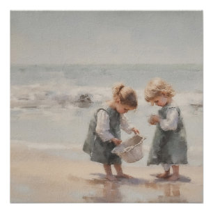 Coastal Beach Sisters Landscape Poster