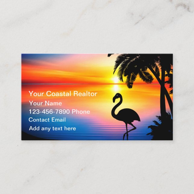 Coastal Beach Theme Realtor  Business Card (Front)