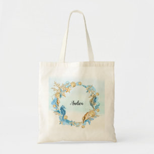 Coastal Beach Tote with Seashells, Starfish