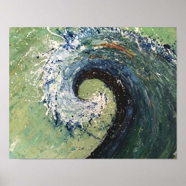 Coastal Beach Wave Fine Art Painting Poster (Front)