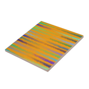 Coastal Beach Waves Salty Watercolor On Orange Tile