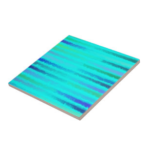Coastal Beach Waves Salty Watercolor On Turquoise Tile