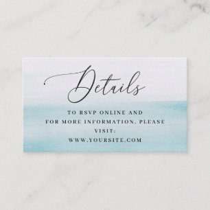 Coastal Beach Wedding Details. Watercolor Nautical Enclosure Card