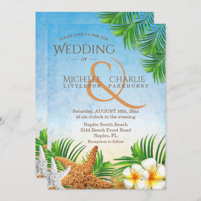 Coastal Beach Wedding Invitation (Front/Back)