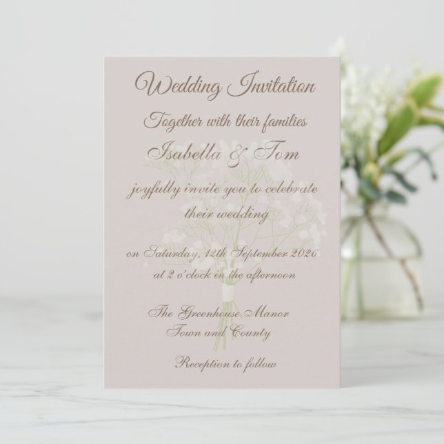  Coastal Beach Wedding Invitation | Soft Neutral  (Standing Front)