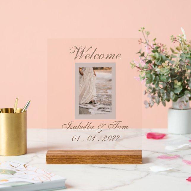 Coastal Beach Wedding | Reception Welcome  Acrylic Sign (Wedding)