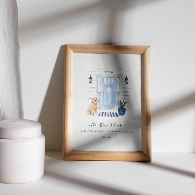 Coastal Beachy Watercolor Front Door Goldendoodle Poster (Creator Uploaded)