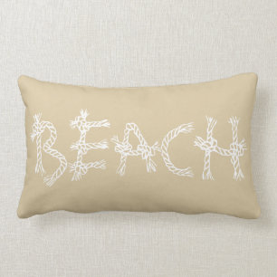 Coastal beige rope beach house lumbar pillow