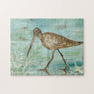 Coastal Bird Beach Art Snipe Jigsaw Puzzle