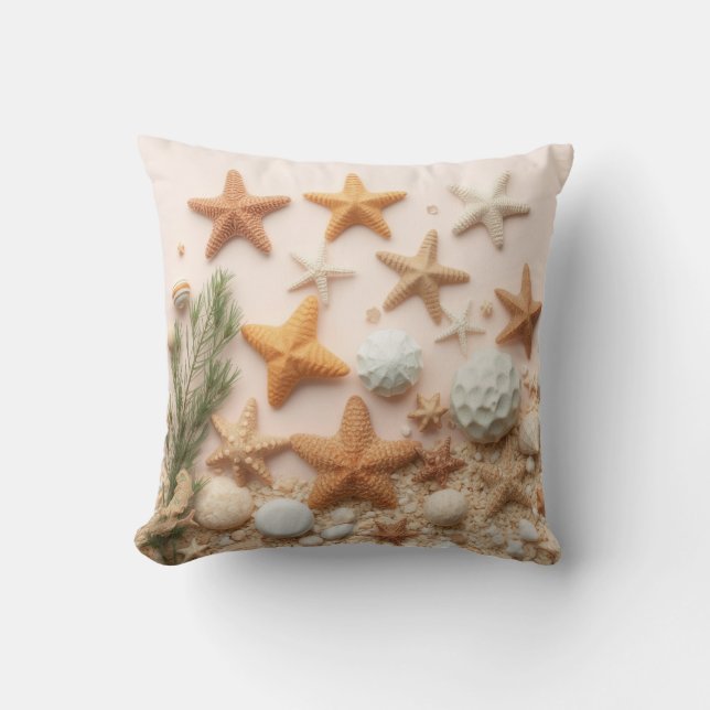 Coastal Bliss Starfish Throw Pillow (Front)