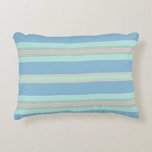 Coastal Blue and Sea Foam Green Striped Accent Pillow
