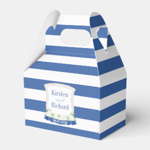 Coastal Blue And White Monogram Crest Wedding Favor Box