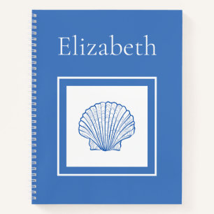 Coastal Blue and White Scallop Shell Notebook