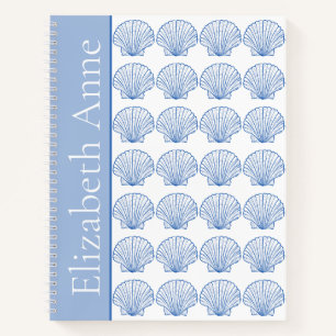 Coastal Blue and White Scallop Shell Notebook