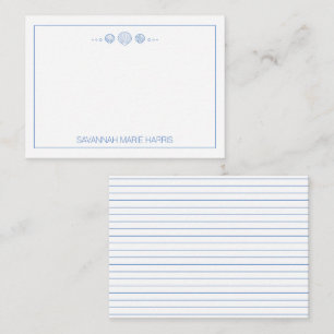 Coastal Blue and White Seashells Personalized Card