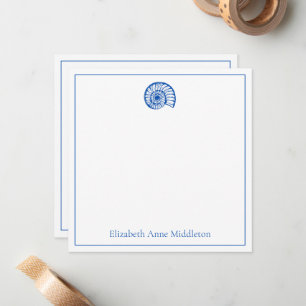 Coastal Blue and White Shell Personalized Card