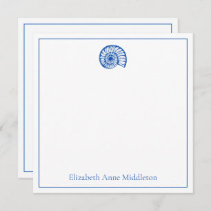 Coastal Blue and White Shell Personalized Card