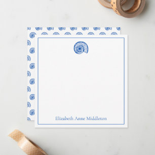 Coastal Blue and White Shell Personalized Card