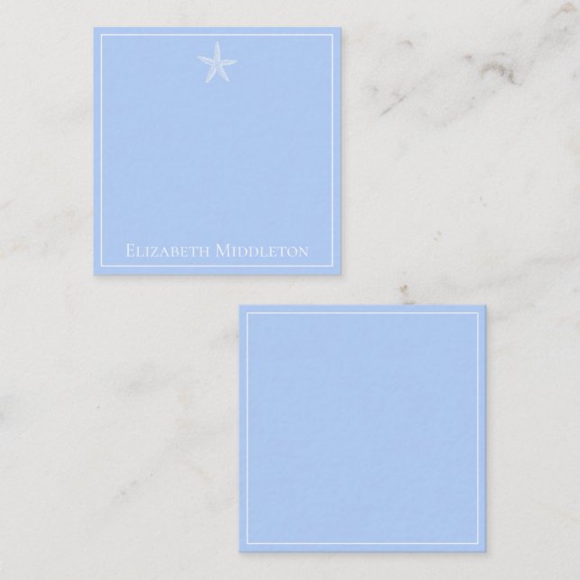 Coastal Blue and White Starfish Personalized Card (Front/Back)