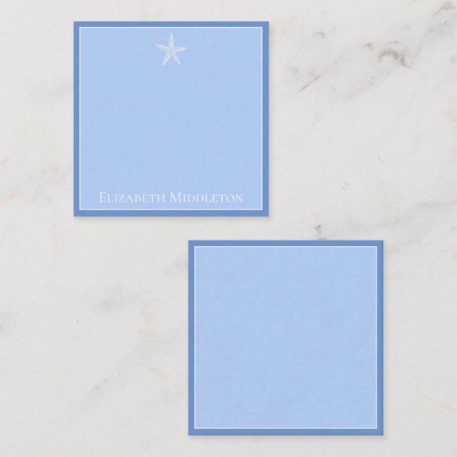 Coastal Blue and White Starfish Personalized Card (Front/Back)