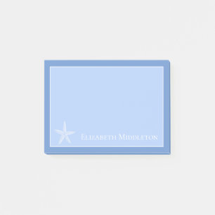 Coastal Blue and White Starfish Personalized Post-it Notes