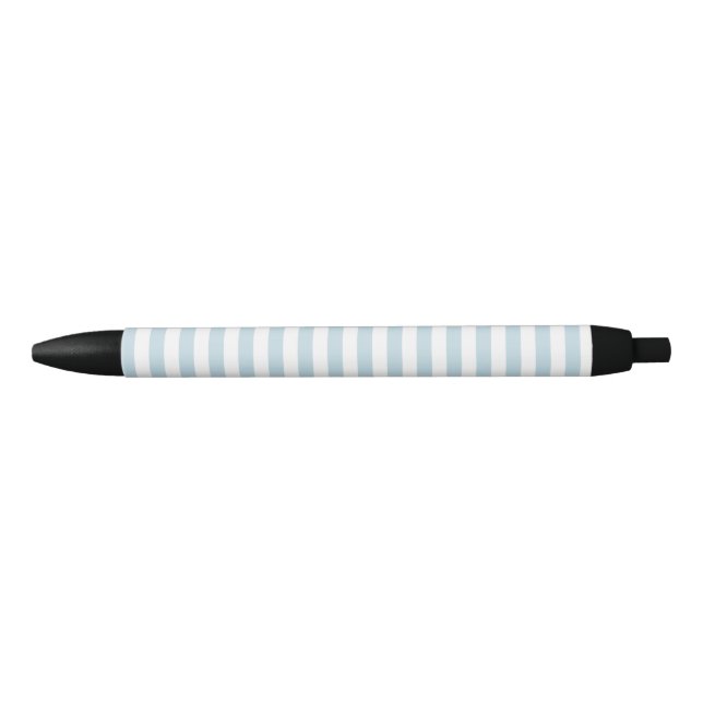 Coastal Blue and White Stripe Beach Black Ink Pen (Front)