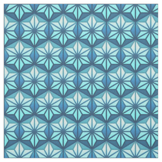 Coastal Blue Asanoha Traditional Japanese Pattern Fabric