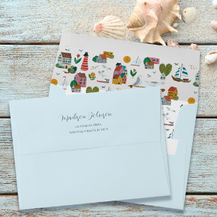 Coastal Blue Baby Shower Thank you Envelope