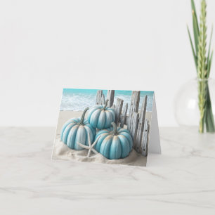 Coastal Blue Beach Pumpkins Note Card