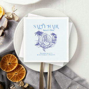 Coastal Blue Birthday Party Mermaid Cowgirl  Napkin