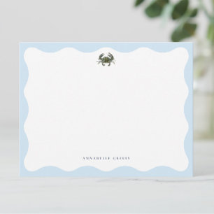 Coastal Blue Crab Personalized Stationery Card