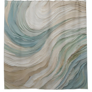 Coastal Blue Green Beige Abstract Waves