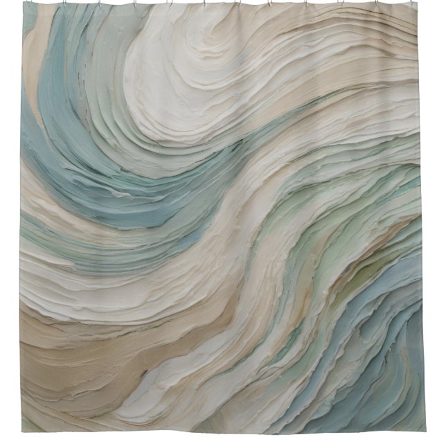 Coastal Blue Green Beige Abstract Waves (Front)