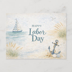 Coastal Blue Happy Labour Day Holiday Postcard