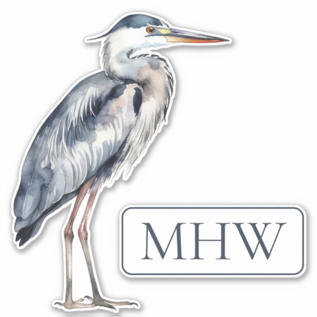 Coastal Blue Heron Bird Monogram (Front)