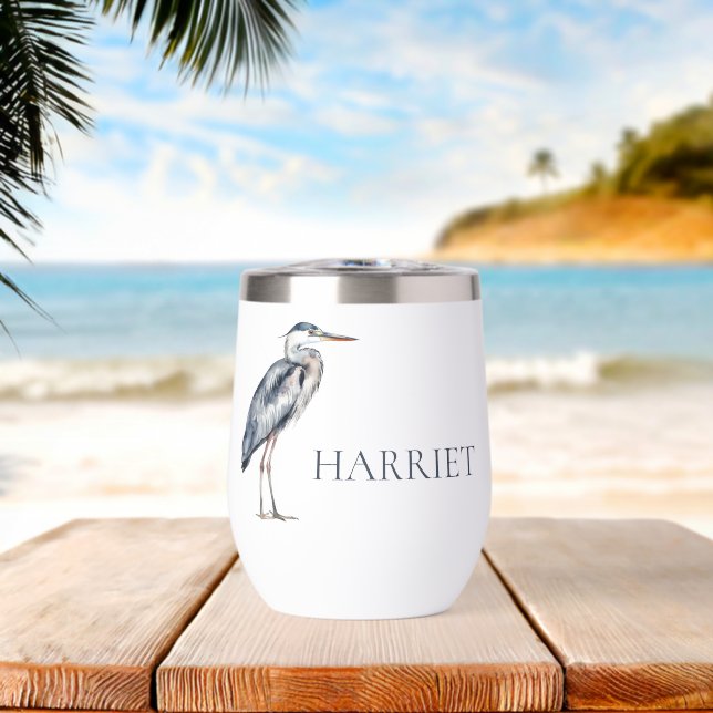 Coastal Blue Heron Bird Personalized (Beach (Rotated))