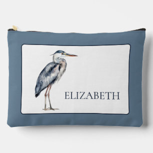 Coastal Blue Heron Bird Personalized Accessory Pouch
