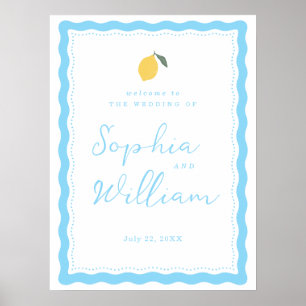 Coastal Blue Lemon Amalfi Wedding Welcome Sign